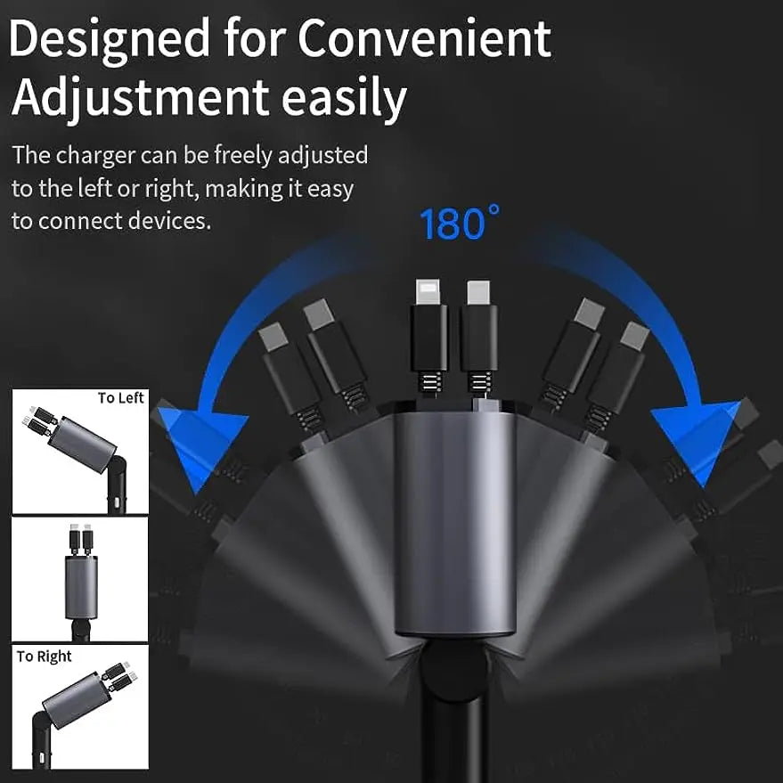 Einziehbares Ewatronik® Autoladegerät, 4-in-1-Schnellladegerät